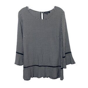 Relativity Tunic Top Shirt Womens Medium Black White Gingham